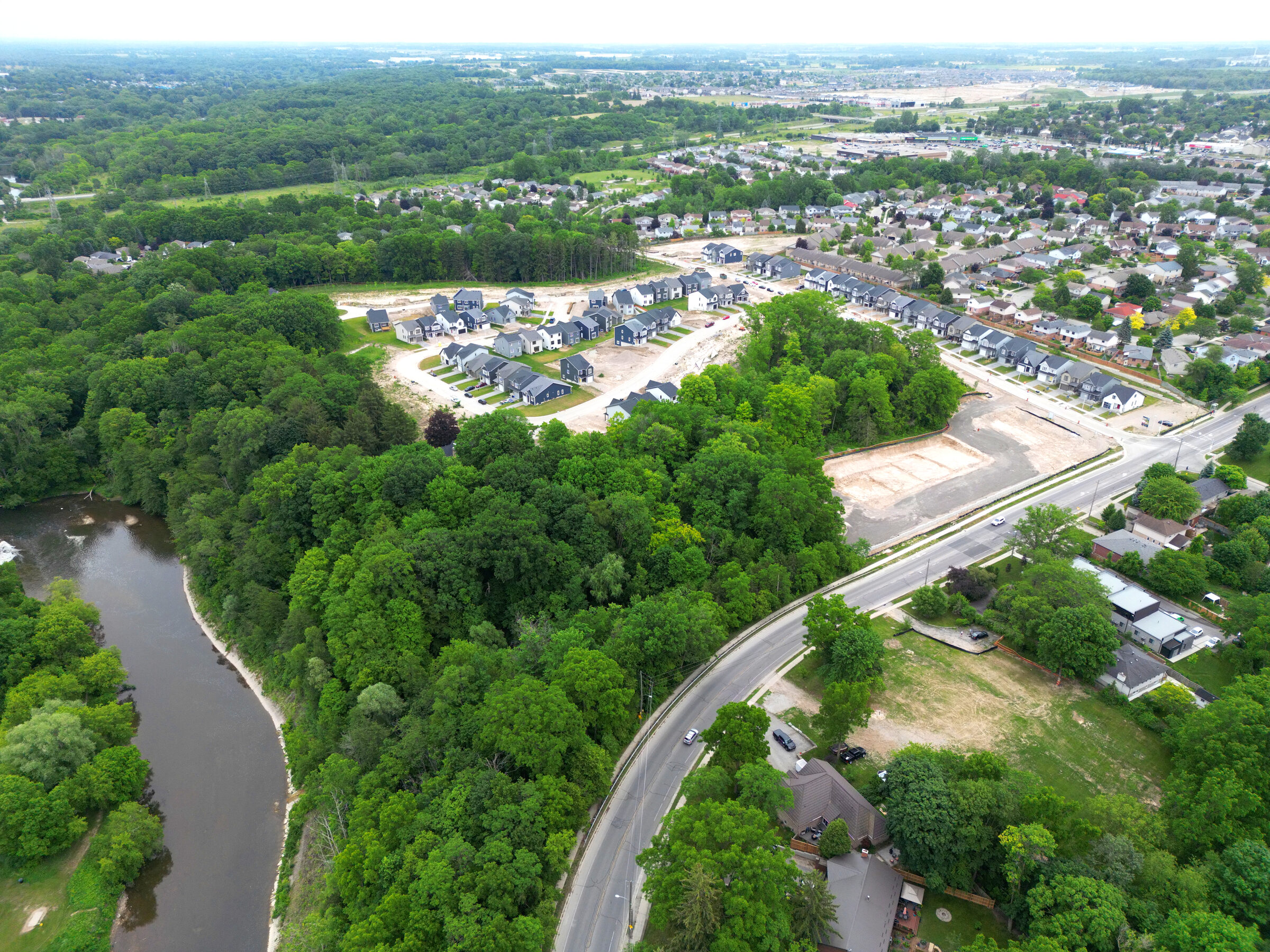 Aerial view of The Grove beside the Thames River