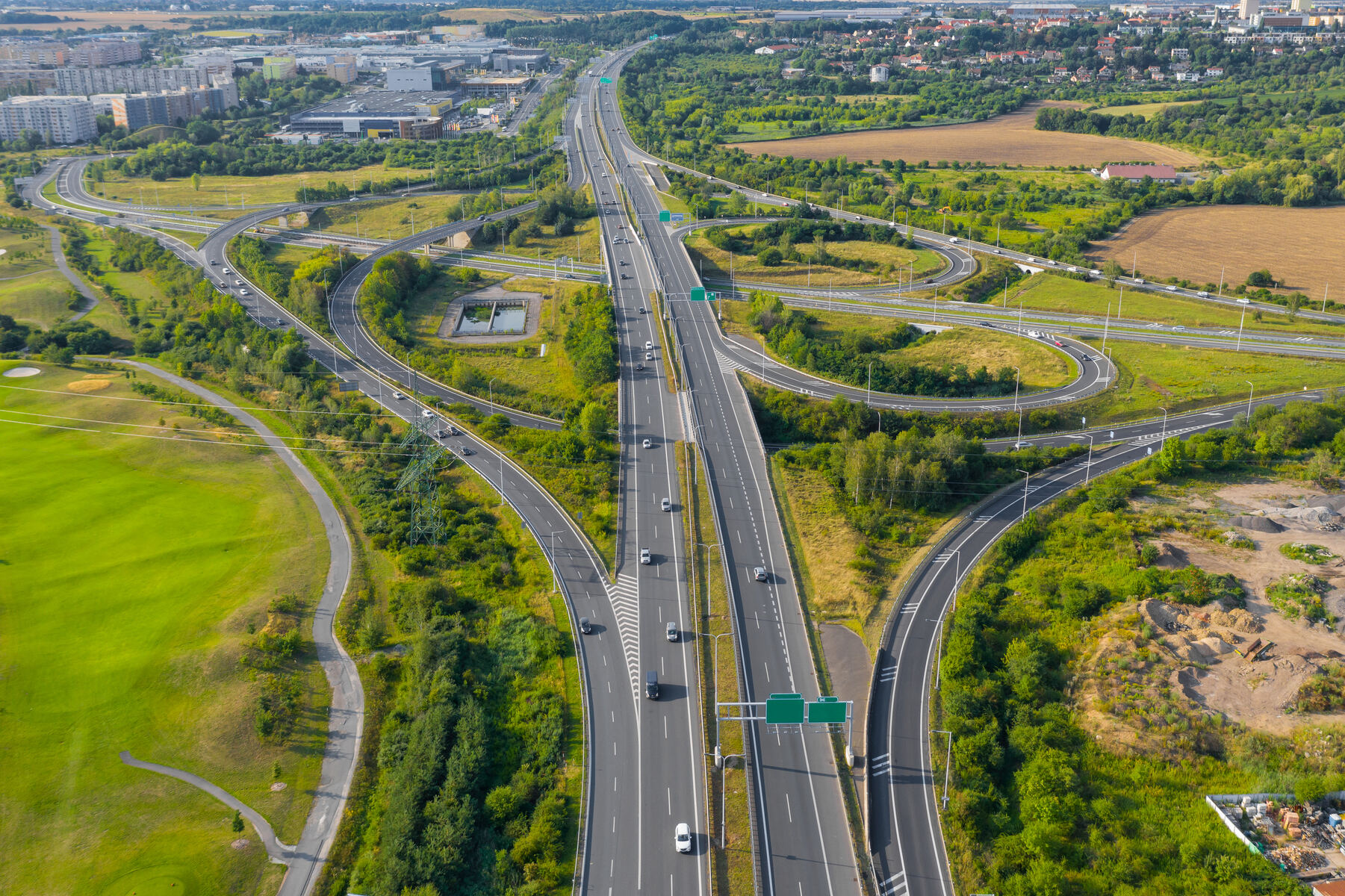 Aerial view of a highway junction
